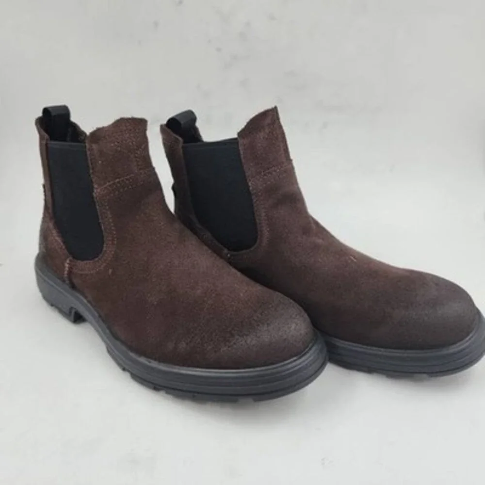 UGG Biltmore Chelsea Boots Men's 7.5 Dark Chocolate Logo Detail Slip On